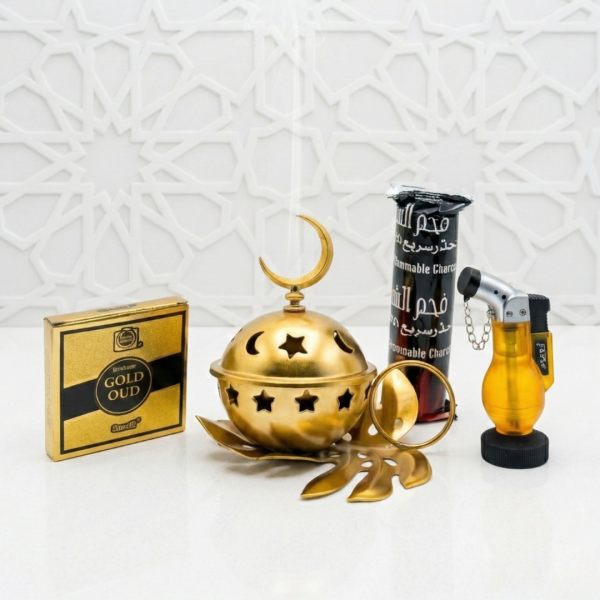 Starry Moon Gold Bakhoor Burner Set